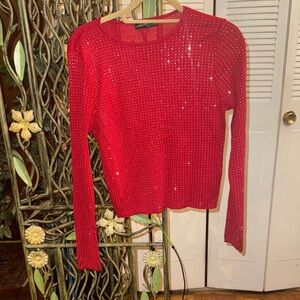 Onhuellfifth Red Glitter Blouse